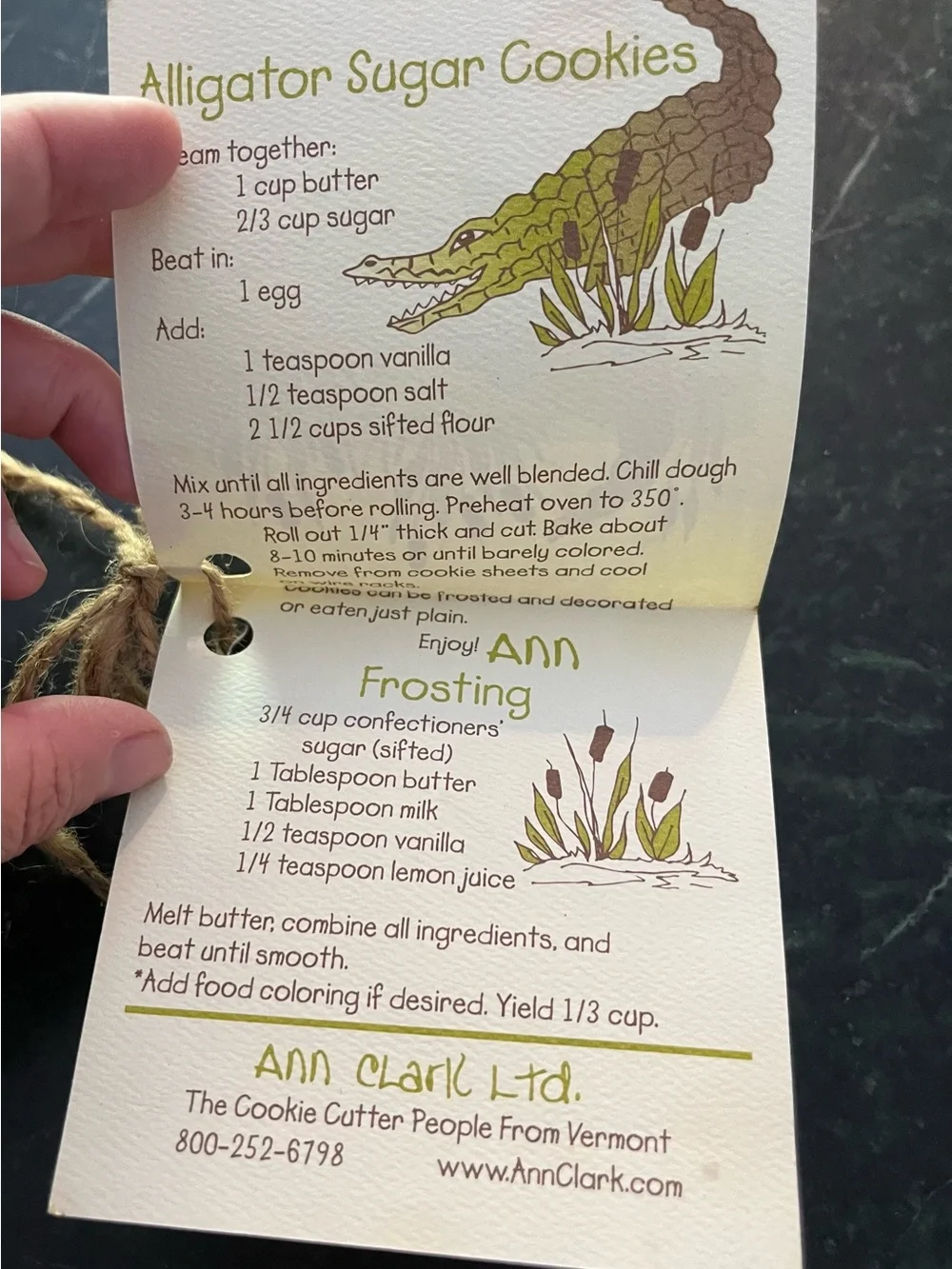 Ann Clark Alligator Cookie Cutter Made USA Metal w Original Tag Recipe Vermont
